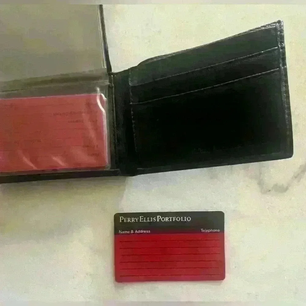 Perry Ellis black leather portfolio men’s wallet new without tags